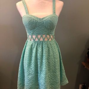 Teal Blue Cut Out Strap Homecoming Dress Small